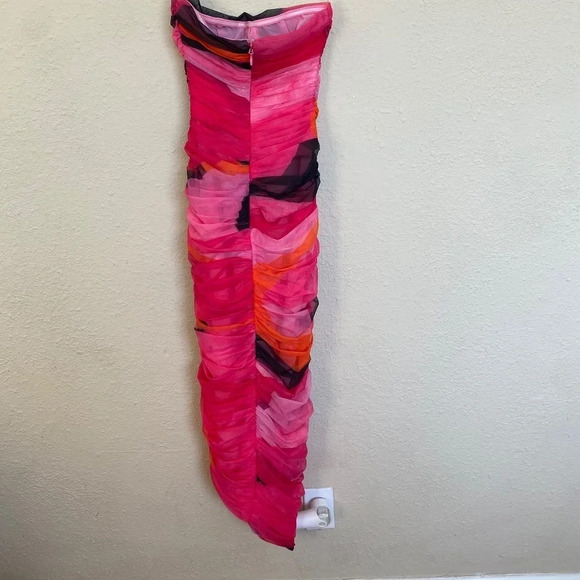 HOUSE OF CB 'Sasha' Multicoloured Strapless Ruched‎ Midi Dress/Size XS NWOT - Picture 9 of 16